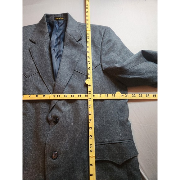 Circle S Western Style Sport Coat Blazer Gray Mens 42R Button Front Pockets - Picture 4 of 7